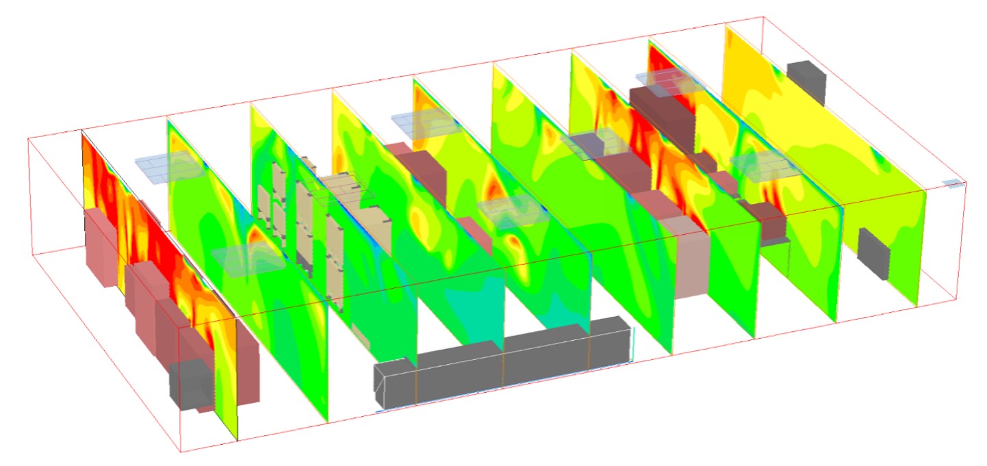 CFD-Simulation zum Vergleich von Deckenumluftgeräten mit traditionellen Drallauslässen und bodennaher Absaugung